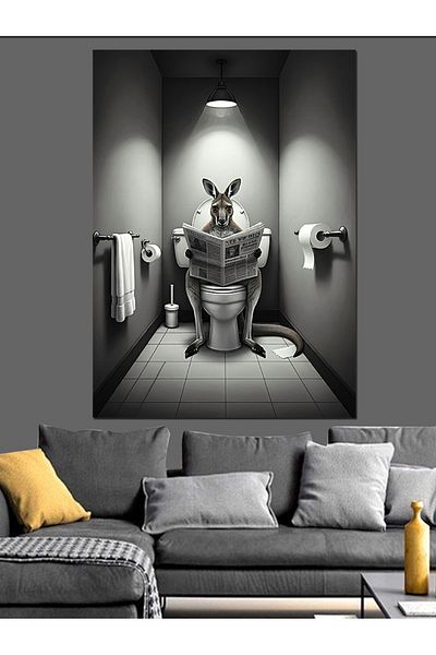 Tablomega Pânză decorativă Cangur pe toaletă - Lemn MDF