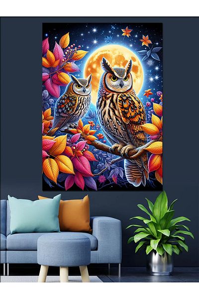 Tablomega Sleepy Owl Decorative Canvas - Mdf Wooden Painting