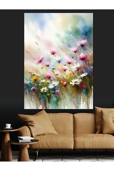 Tablomega Spring Flowers Decorative Canvas - Mdf Wooden Painting