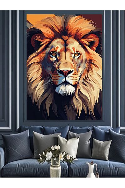 Tablomega Power of the Lion Decorative Canvas - Mdf Wooden Painting