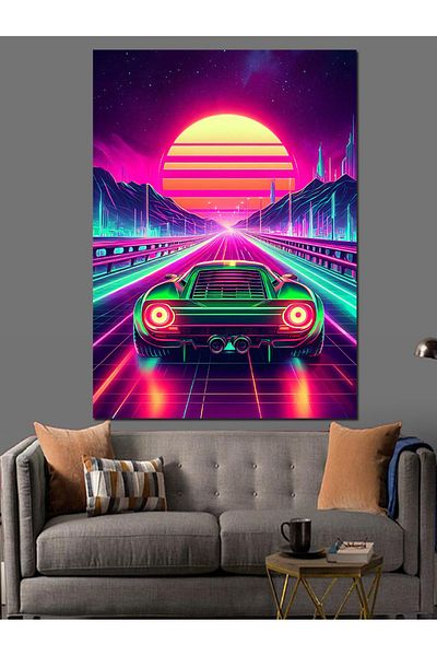 Tablomega Pânză decorativă Neon Night Race - Lemn MDF