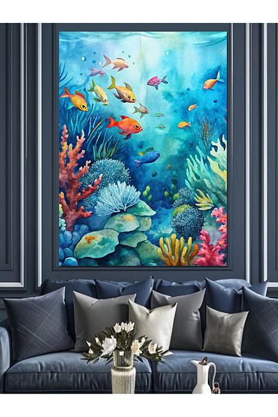 Tablomega Colorful Coral Reef Decorative Canvas - Mdf Wooden Painting