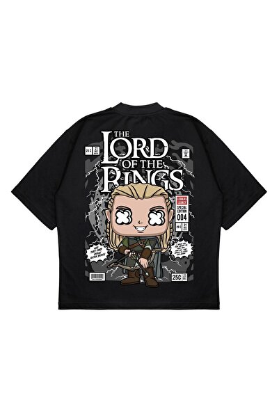 PURE EFFECT Tricou unisex oversize Lord of the Rings din țesătură groasă impr...
