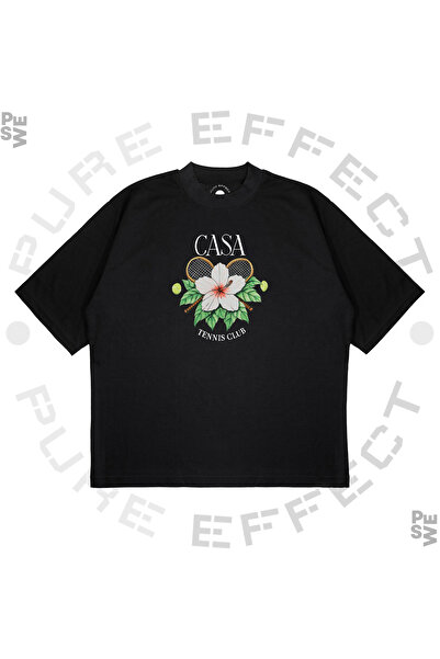 PURE EFFECT Tricou unisex oversize Casablanca Tennis Leaf imprimat cu croiala...