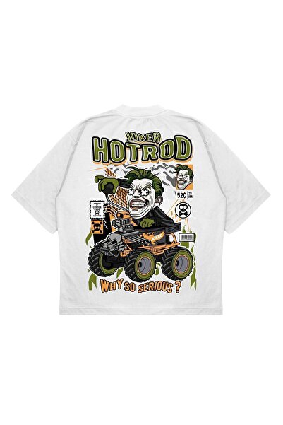 PURE EFFECT Unisex Oversize kroj Joker Hotrod Leđa Štampano Boxy Fit Debeli M...