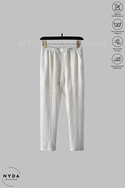 Nyda Collections Lycra Crinkle Fabric Summer - Short Sleeve T-Shirt - White / Black Tracksuit Set