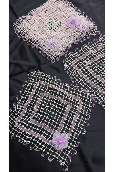 Papatyam 6 Pcs Beaded Hoop Handwork Bedroom Set/Handcrafted 6 Piece/Handmade/Napkin Lace