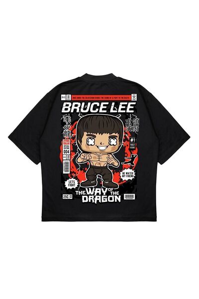 PURE EFFECT Unisex Oversize kroj Bruce Lee Leđa Štampano Kutijasti kroj Debel...