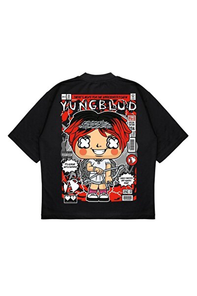 PURE EFFECT Tricou unisex oversize Yungblud cu imprimeu pe spate, croială box...