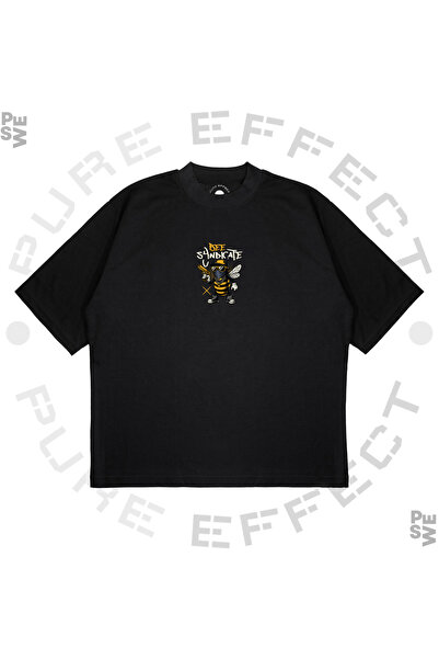 PURE EFFECT Unisex Oversize kroj Bee Syndicate Štampano Boxy Fit Debeli Mater...