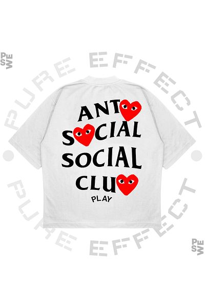 PURE EFFECT Μπλουζάκι Unisex Oversize Social Club Heart Printed Box Fit Fabric T-shirt