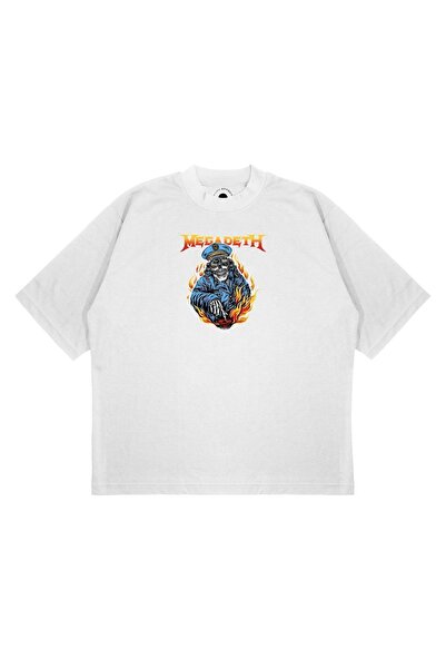 PURE EFFECT Unisex majica prevelikog kroja sa printom plamena Megadeth, debel...