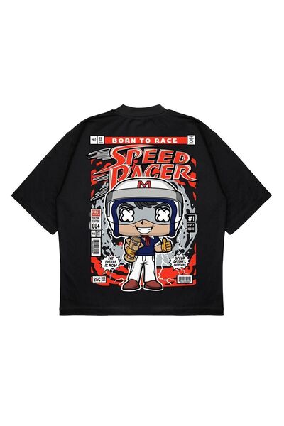 PURE EFFECT Unisex Oversize kroj Speed Racer leđa Štampano Boxy Fit debela tk...
