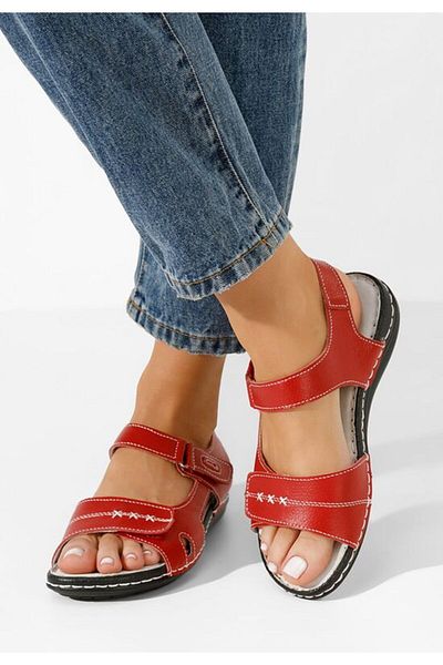 B T Shoes Women's red leather Suredelle sandals