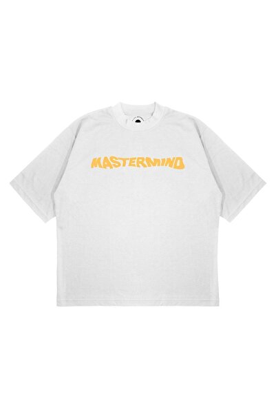 PURE EFFECT Tricou unisex oversize Mastermınd cu imprimeu galben, croială box...