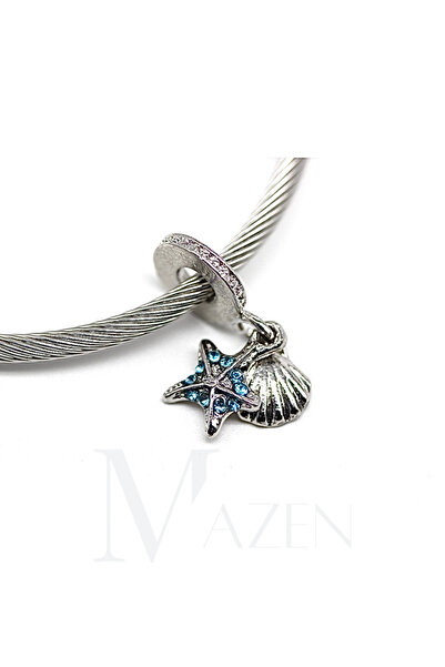 MAZEN Çift Sallantılı Deniz Yıldızı ve İstiridye Bileklik Charmı 1 Adet