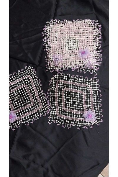 Papatyam 6 Pcs Beaded Hoop Handwork Bedroom Set/Handcrafted 6 Piece/Handmade/Napkin Lace