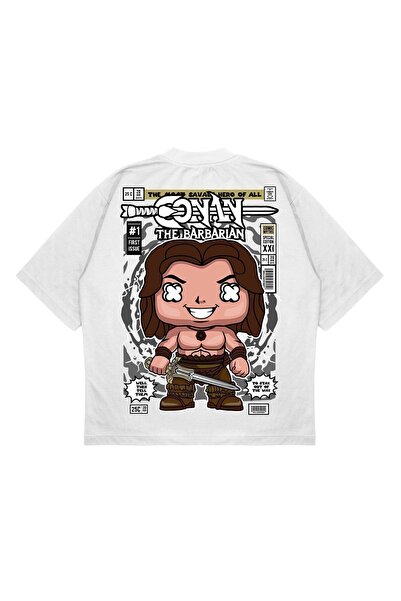 PURE EFFECT Unisex Oversize kroj Conan The Barbarian Leđa Štampano Boxy Fit D...