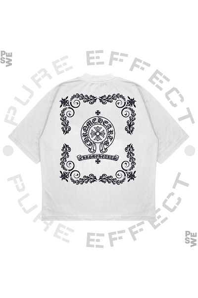 PURE EFFECT Μπλουζάκι Unisex Oversize Chrome Hearts Square με στάμπα Boxy Fit από χοντρό ύφασμα