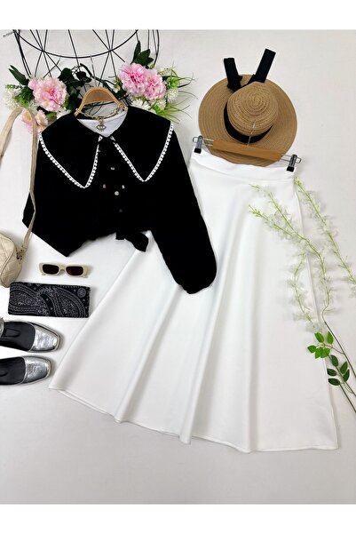 YEDİLALE FİSTO YAKALI GÖMLEK ETEK İKİLİ TAKIM