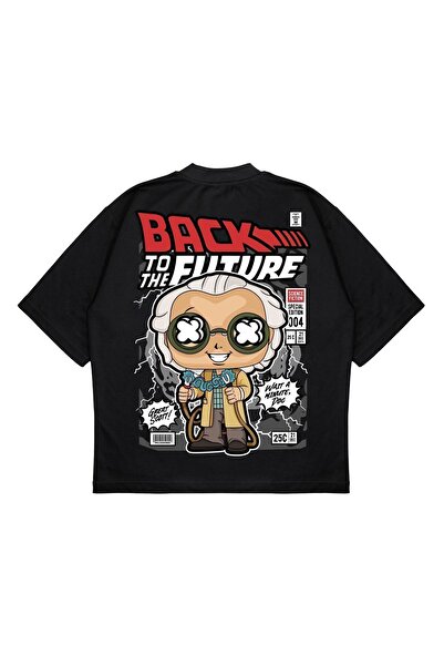 PURE EFFECT Tricou unisex supradimensionat din țesătură groasă, cu imprimeu pe spate, cu croiala box