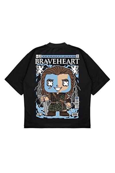 PURE EFFECT Unisex Oversize kroj Bravehearts Leđa Štampano Boxy Fit Debeli Ma...