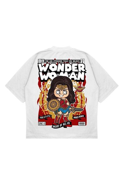 PURE EFFECT Unisex Oversize kroj Wonder Women Back Štampano Boxy Fit Debeli M...