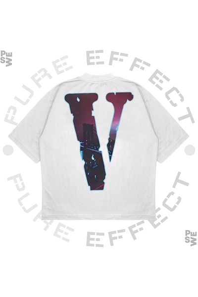 PURE EFFECT Μπλουζάκι Unisex Oversize Vlone Popsmoke Printed Box Fit Χοντρό υφασμάτινο μπλουζάκι