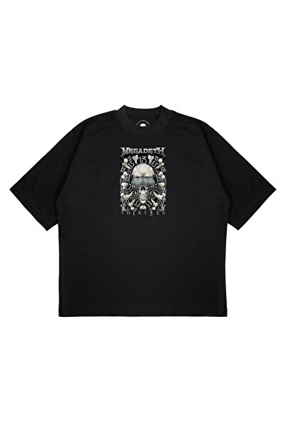PURE EFFECT Unisex Oversize kroj Megadeth Thirteen Tiskano Štampano Kutijasti...
