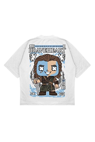 PURE EFFECT Unisex Oversize kroj Bravehearts Leđa Štampano Boxy Fit Debeli Ma...