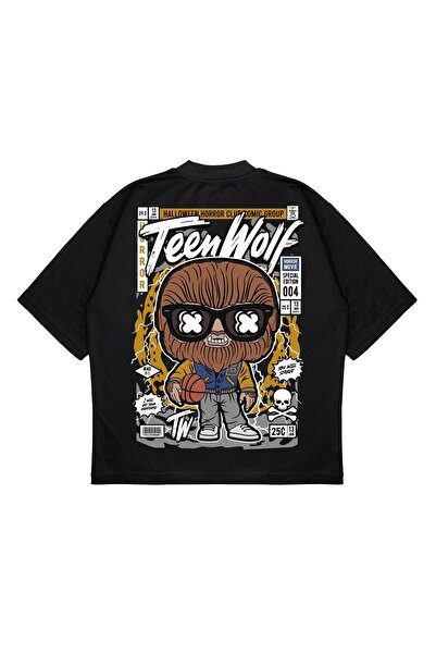 PURE EFFECT Unisex Oversize kroj Teen Wolf leđa Štampano Kutijasti kroj, debe...