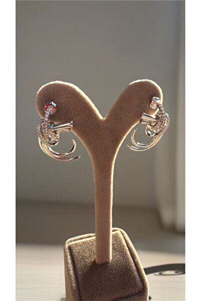 zeyyn silver 925 AYAR GÜMÜŞ MODERN ÇİFT HALKA TAŞLI DÜĞÜM KÜPE