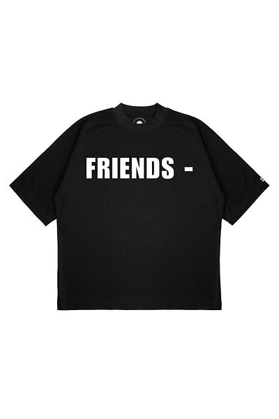 PURE EFFECT Unisex Oversize Vlone 'Friends' Black Box Fit υφασμάτινο μπλουζάκι