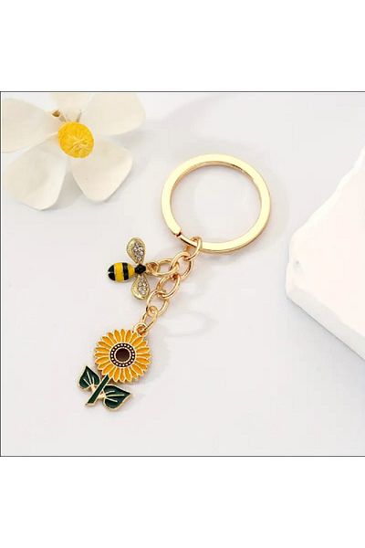 TChic Sunflower and Bee Keychain