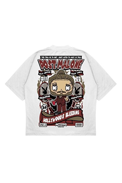 PURE EFFECT Unisex Oversize kroj Post Malone Leđa Štampano Boxy Fit Debeli Ma...