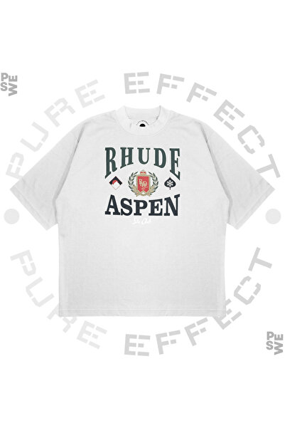 PURE EFFECT Unisex oversize majica sa printom Rhude Aspen Ski Club, širokog k...