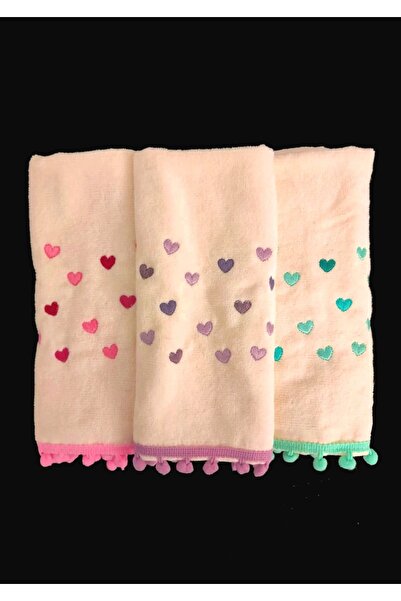 yörük tuhafiye Σετ πετσετών 3 Lux με Κέντημα Pompom 30x50 cm Πετσέτα Κουζίνας