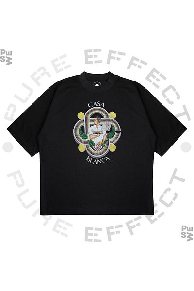 PURE EFFECT Μπλουζάκι Unisex Oversize Casablanca Tennis Game Boxy Fit Χοντρό υφασμάτινο μπλουζάκι