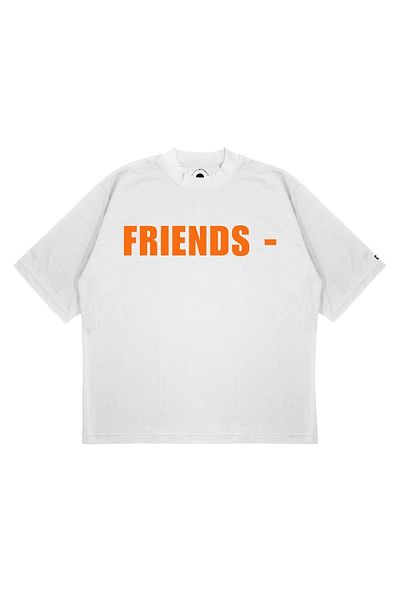 PURE EFFECT Tricou oversize unisex Vlone Friend - Imprimat alb cu imprimeu Boxy Fit din țesătură groasă
