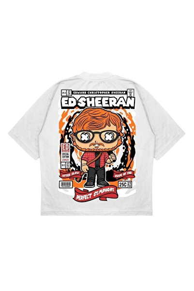 PURE EFFECT Unisex Oversize kroj Ed Sheeran Leđa Štampano Kutijasti kroj Debe...