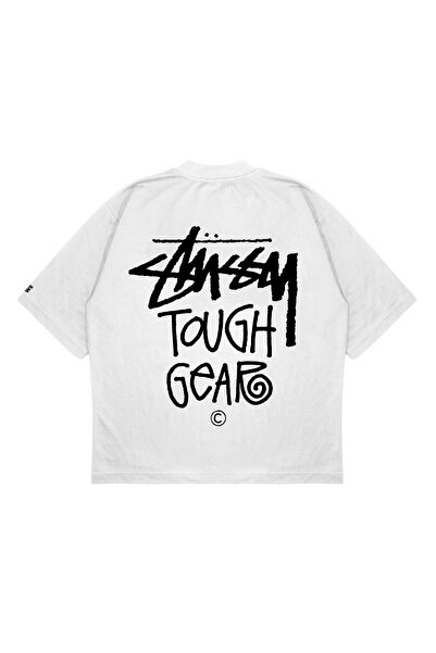 PURE EFFECT Unisex Oversize Stüssy Tough Gear Baskili Baskılı Boxy Fit Kalın ...