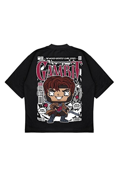 PURE EFFECT Unisex Oversize kroj Gambit Back Štampano Boxy Fit Debeli Materij...