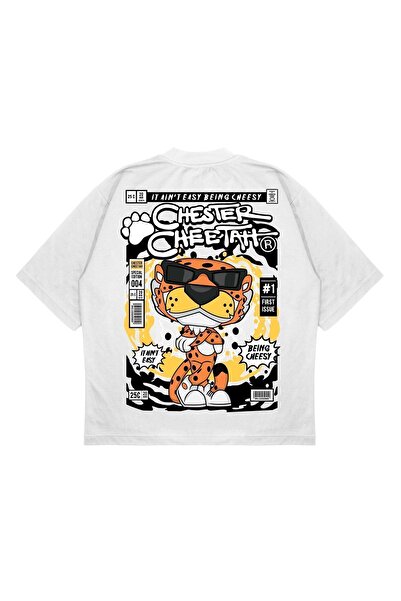 PURE EFFECT تي شيرت من القماش السميك بطبعة خلفية تشارلي تشابلين مقاس كبير للجنسين