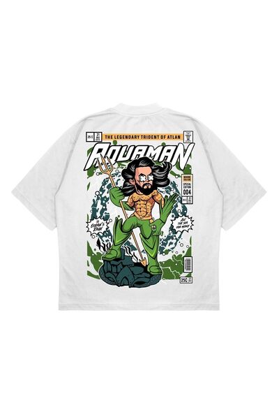 PURE EFFECT Unisex Oversize kroj Aquaman Leđa Štampano Kutna kroja Debeli mat...