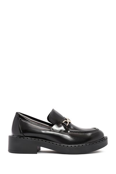 Derimod Women's Black Buckle Detailed Masculine Loafer 24Wfe 252322