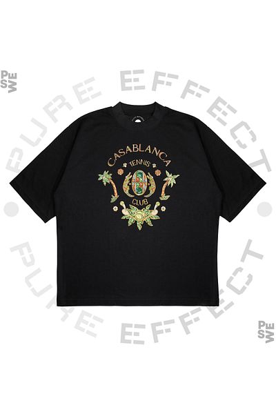 PURE EFFECT Μπλουζάκι Unisex Oversize Casablanca 3 με εμπριμέ υφασμάτινη εφαρμογή