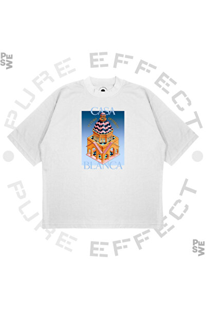 PURE EFFECT Tricou unisex oversize Casablanca Status Babil cu imprimeu Box Fit din țesătură groasă