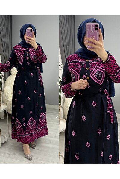 suphan tekstil Γυναικείο φόρεμα με κουμπιά από βισκόζη TESETTÜR