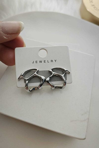 KYOLA DESİGN Asymmetrical Baroque Silver Color Women's Earrings