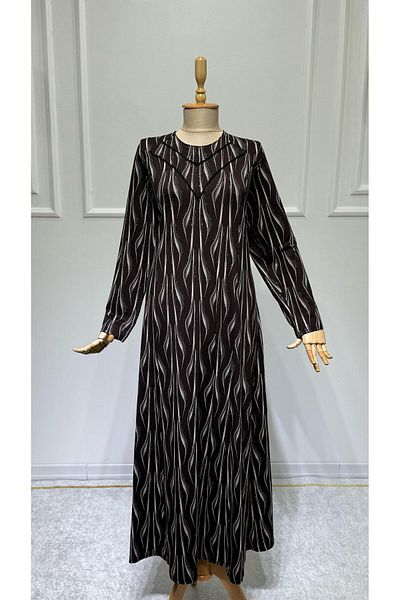 ModaMinar Women's New Season Collar Piping Model Glitter Piece Mother Dress
